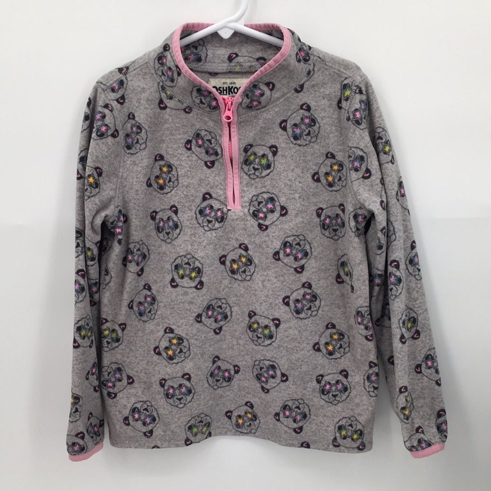 OshKosh B'gosh Gray Panda Print Pullover with Pink Trim
